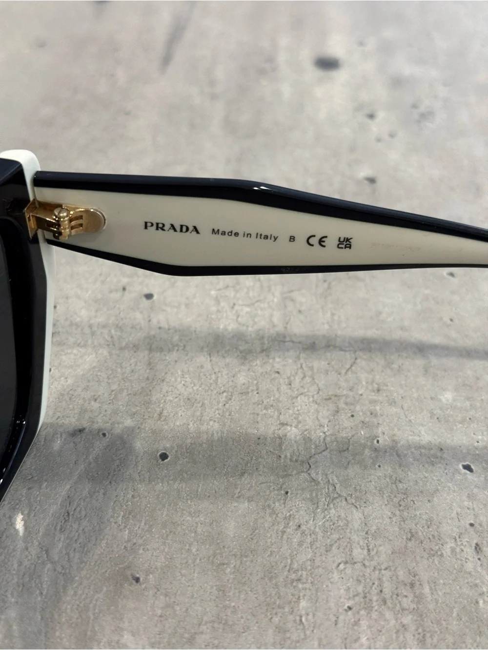 Prada Two-Tone Black and White Acetate Logo Sunglasses